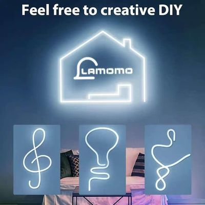 화이트 LED 스트립 라이트 16.4ft/5m 네온 라이트 스트립 12V 플렉스 방수 네온 LED 스트립 실리콘 LED 네온 로프 라이트 부엌 침실 실내 외관 장식 전원 어댑터 포함되지 않습니다