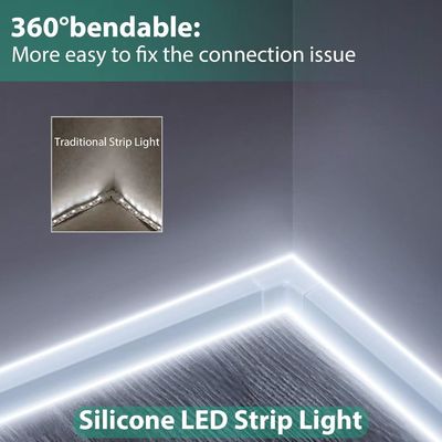 화이트 LED 스트립 라이트 16.4ft/5m 네온 라이트 스트립 12V 플렉스 방수 네온 LED 스트립 실리콘 LED 네온 로프 라이트 부엌 침실 실내 외관 장식 전원 어댑터 포함되지 않습니다