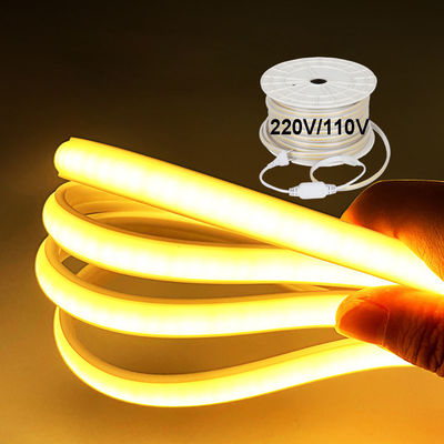 110V 220V 방수 COB LED 라이트 스트립 PVC 접착제 사용자 정의 블루 / 아이스 블루 / 화이트 / 그린 / 보라색 / 골든 / 분홍색