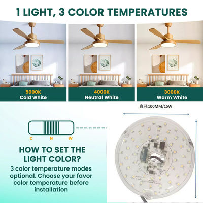 15W 100MM LED 조명 엔진 식사실 120V 천장 팬 패널 리모프트 키트와 DOB 모듈 LED 천장 팬 빛 교체