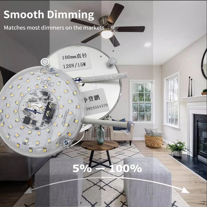 120V 15W 드라이버 없는 다이아 100mm LED 라이트 LED 팬 라이트 ETL 인증과 함께 LED 천장 팬 LED 라이트 교체