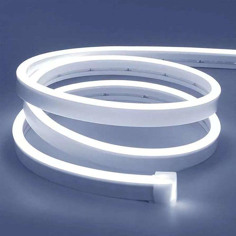 화이트 LED 스트립 라이트 16.4ft/5m 네온 라이트 스트립 12V 플렉스 방수 네온 LED 스트립 실리콘 LED 네온 로프 라이트 부엌 침실 실내 외관 장식 전원 어댑터 포함되지 않습니다
