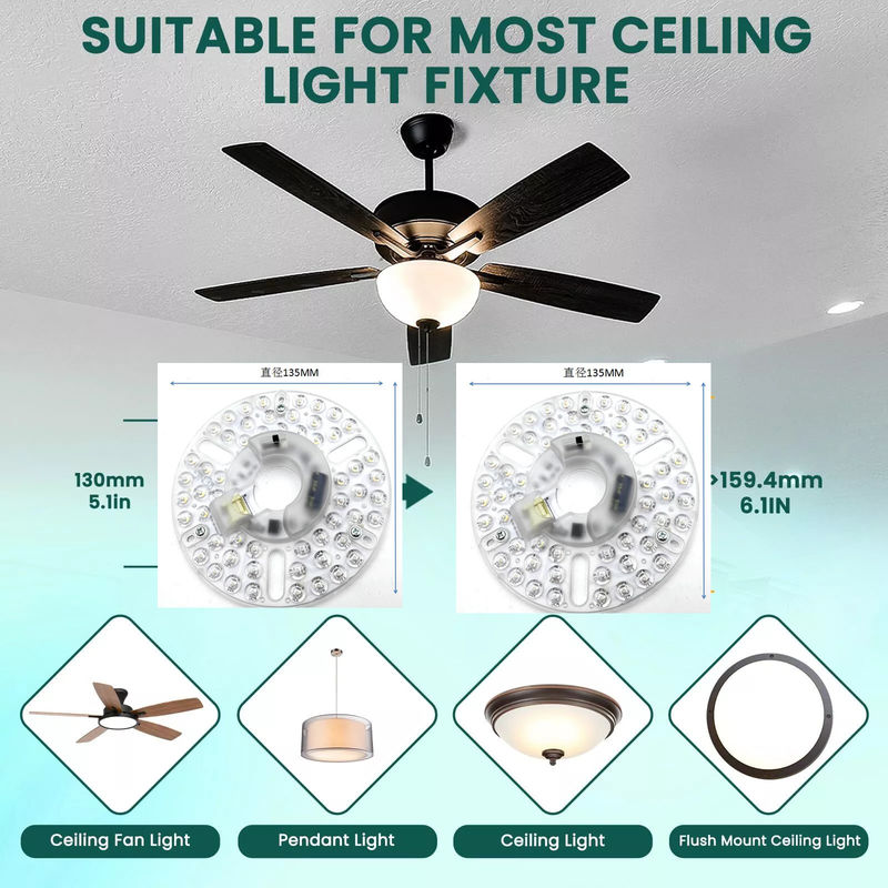 5.3?? 유니버설 천장 팬 LED 조명 천장 팬 플러시 마운트 천장 조명 교체, 22W 5CCT 3000K 4000K 6000K 1500LM CRI90 디밍