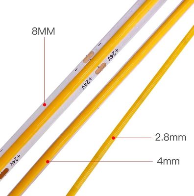 중국 공장 초 얇은 COB 라이트 스트립 2.8mm/2.7mm/3mm/5mm 미니 라이트 스트립 12V 24V 자동차 라이트 스트립 480leds 384leds